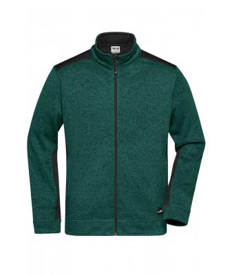 Men Men's Knitted Workwear Fleece Jacket - STRONG - Dark-green-melange/black 8537