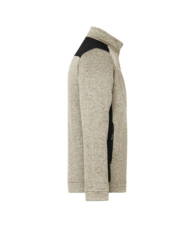 Men Men's Knitted Workwear Fleece Jacket - STRONG - Stone-melange/black 8537