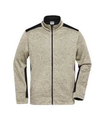 Men Men's Knitted Workwear Fleece Jacket - STRONG - Stone-melange/black 8537