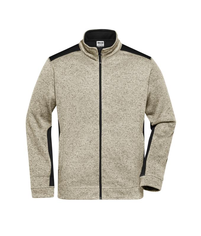 Men Men's Knitted Workwear Fleece Jacket - STRONG - Stone-melange/black 8537