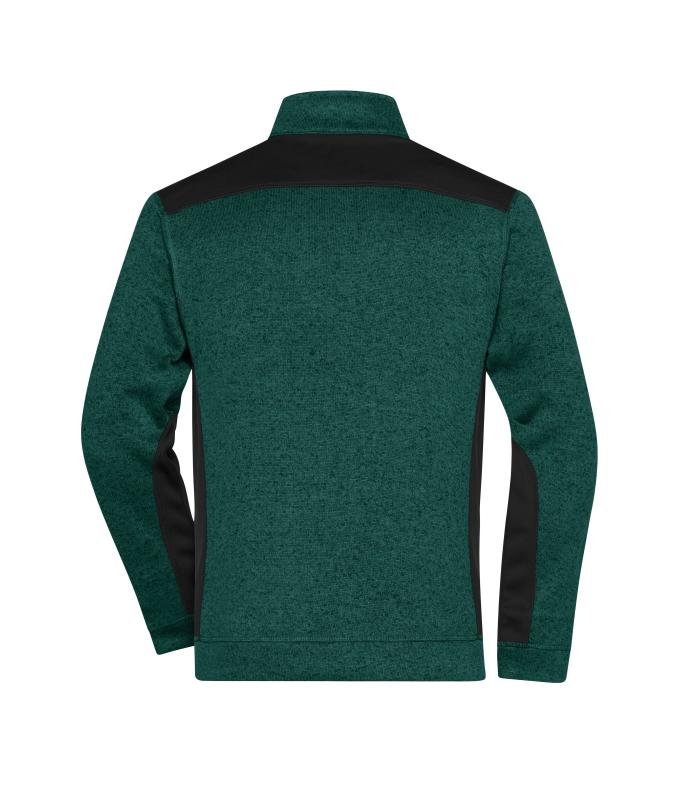 Herren Men's Knitted Workwear Fleece Jacket - STRONG - Dark-green-melange/black 8537