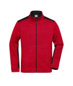 Herren Men's Knitted Workwear Fleece Jacket - STRONG - Red-melange/black 8537