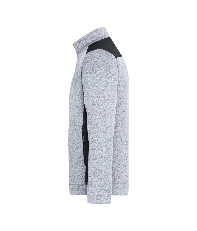 Herren Men's Knitted Workwear Fleece Jacket - STRONG - White-melange/carbon 8537