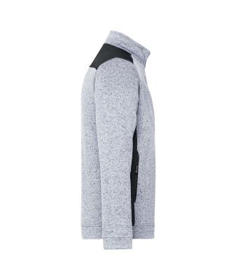 Herren Men's Knitted Workwear Fleece Jacket - STRONG - White-melange/carbon 8537