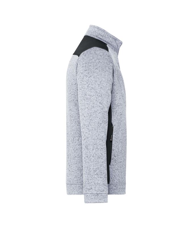 Herren Men's Knitted Workwear Fleece Jacket - STRONG - White-melange/carbon 8537