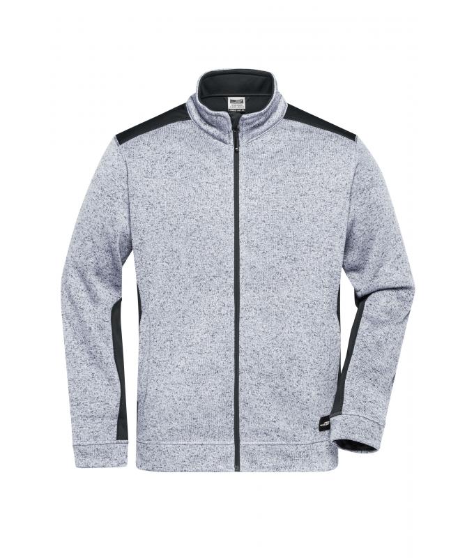 Herren Men's Knitted Workwear Fleece Jacket - STRONG - White-melange/carbon 8537