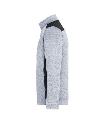 Men Men's Knitted Workwear Fleece Jacket - STRONG - White-melange/carbon 8537