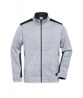 Men Men's Knitted Workwear Fleece Jacket - STRONG - White-melange/carbon 8537