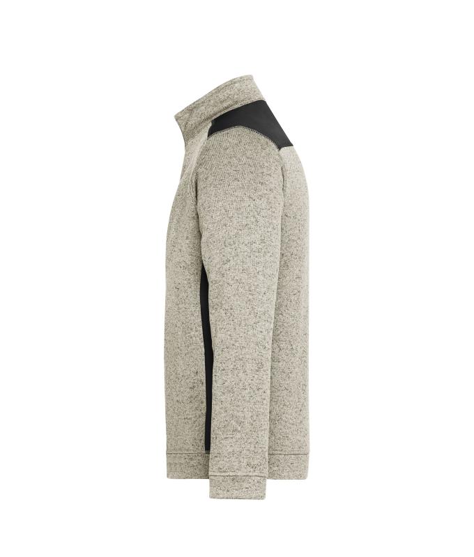 Unisex Men's Knitted Workwear Fleece Half-Zip - STRONG - Stone-melange/black 8538