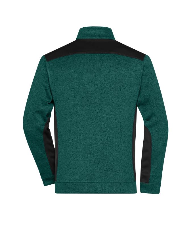 Unisex Men's Knitted Workwear Fleece Half-Zip - STRONG - Dark-green-melange/black 8538
