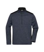Unisex Men's Knitted Workwear Fleece Half-Zip - STRONG - Carbon-melange/black 8538