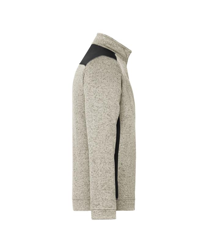 Unisex Men's Knitted Workwear Fleece Half-Zip - STRONG - Stone-melange/black 8538