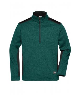 Unisex Men's Knitted Workwear Fleece Half-Zip - STRONG - Dark-green-melange/black 8538