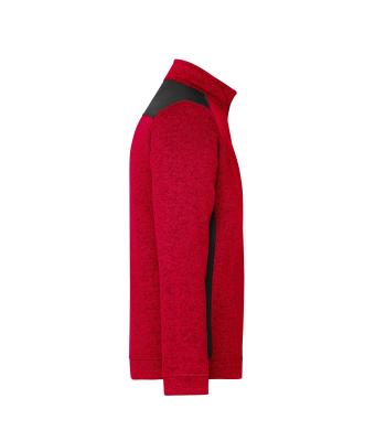 Unisex Men's Knitted Workwear Fleece Half-Zip - STRONG - Red-melange/black 8538