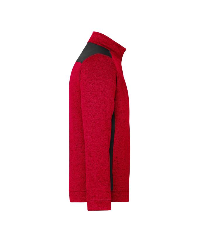 Unisex Men's Knitted Workwear Fleece Half-Zip - STRONG - Red-melange/black 8538