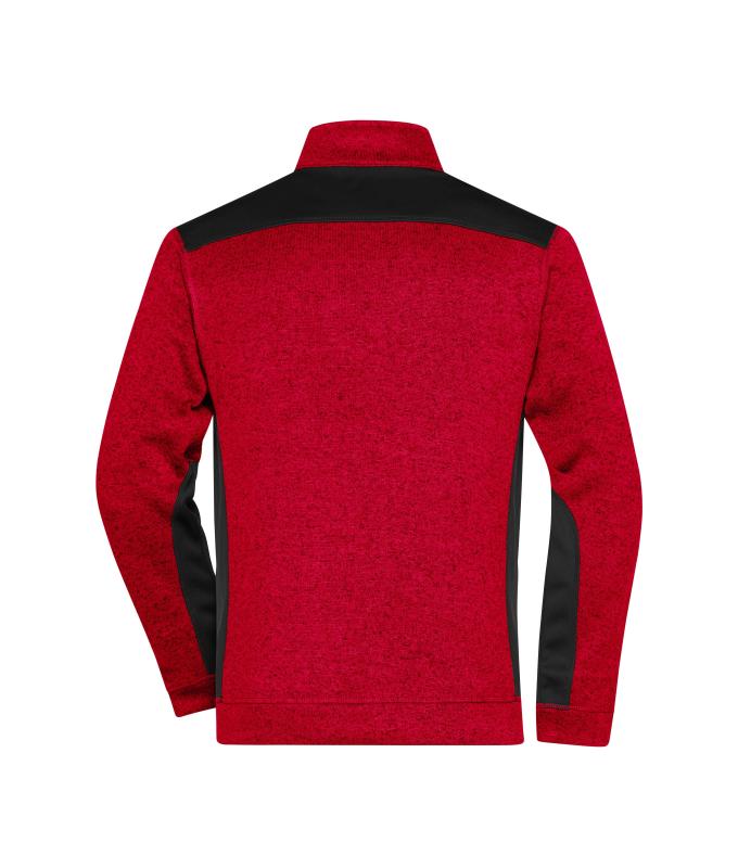 Unisex Men's Knitted Workwear Fleece Half-Zip - STRONG - Red-melange/black 8538