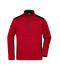 Unisex Men's Knitted Workwear Fleece Half-Zip - STRONG - Red-melange/black 8538