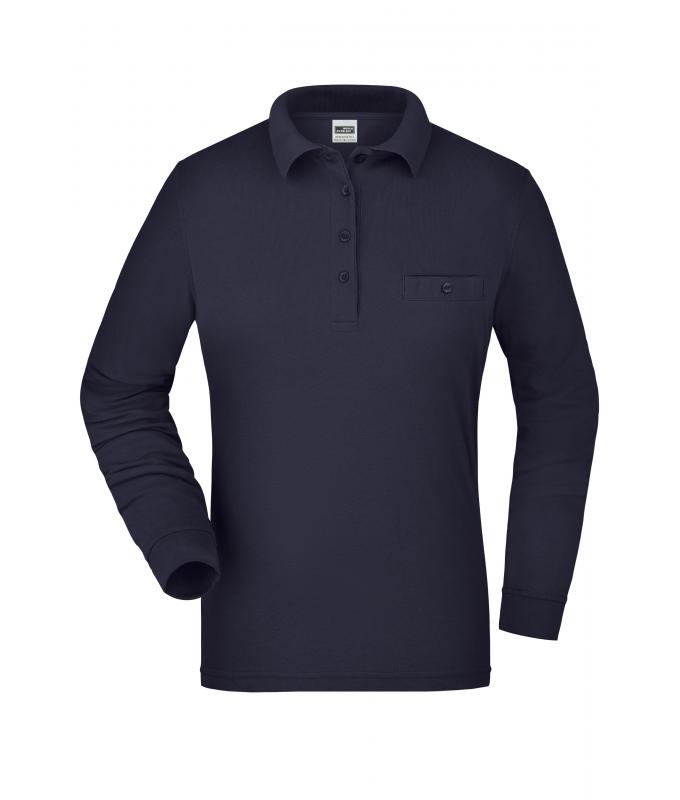 Damen Ladies' Workwear Polo Pocket Longsleeve Navy 8539
