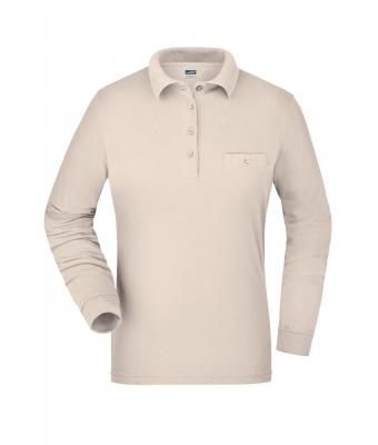 Damen Ladies' Workwear Polo Pocket Longsleeve Stone 8539
