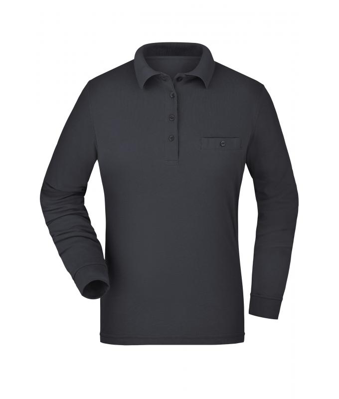 Damen Ladies' Workwear Polo Pocket Longsleeve Carbon 8539