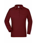 Damen Ladies' Workwear Polo Pocket Longsleeve Wine 8539