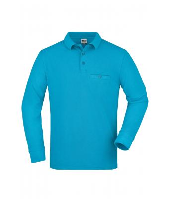 Herren Men's Workwear Polo Pocket Longsleeve Turquoise 8540