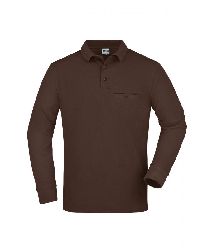 Herren Men's Workwear Polo Pocket Longsleeve Brown 8540