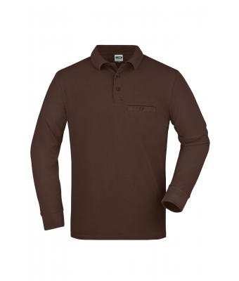 Men Men's Workwear Polo Pocket Longsleeve Brown 8540