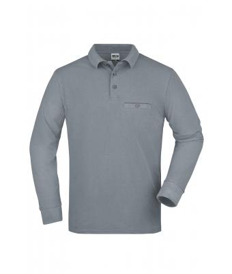 Herren Men's Workwear Polo Pocket Longsleeve Grey-heather 8540