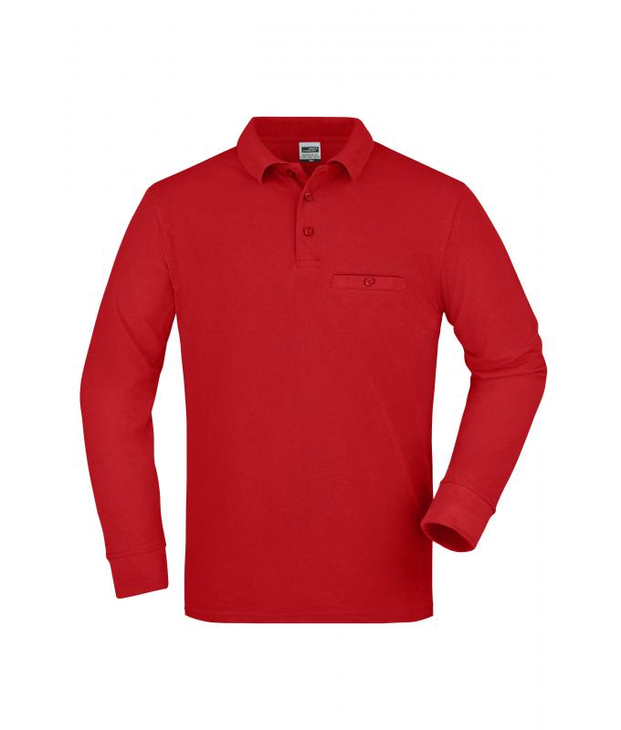 Herren Men's Workwear Polo Pocket Longsleeve Red 8540