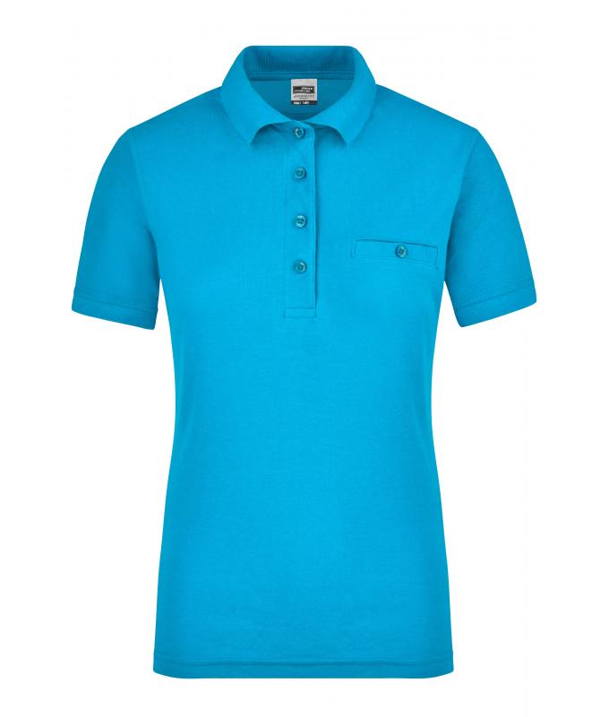 Damen Ladies' Workwear Polo Pocket Turquoise 8541