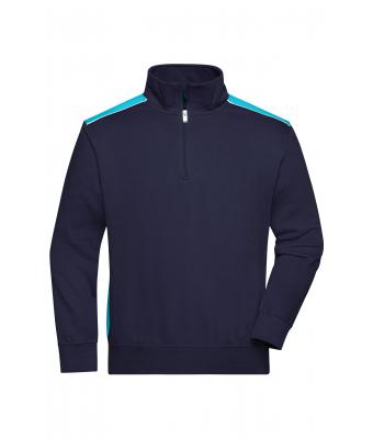 Unisex Workwear Half-Zip Sweat - COLOR - Navy/turquoise 8542