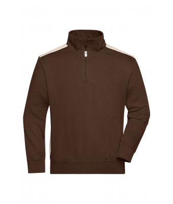 Unisex Workwear Half-Zip Sweat - COLOR - Brown/stone 8542