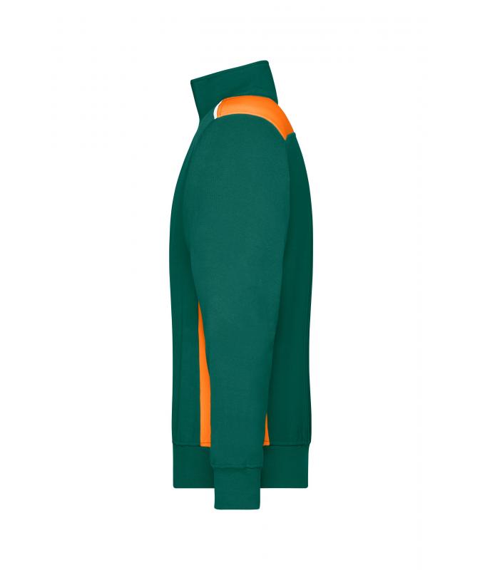 Unisex Workwear Half-Zip Sweat - COLOR - Dark-green/orange 8542