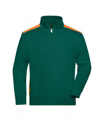 Unisex Workwear Half-Zip Sweat - COLOR - Dark-green/orange 8542