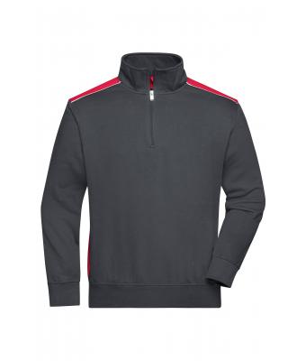 Unisex Workwear Half-Zip Sweat - COLOR - Carbon/red 8542