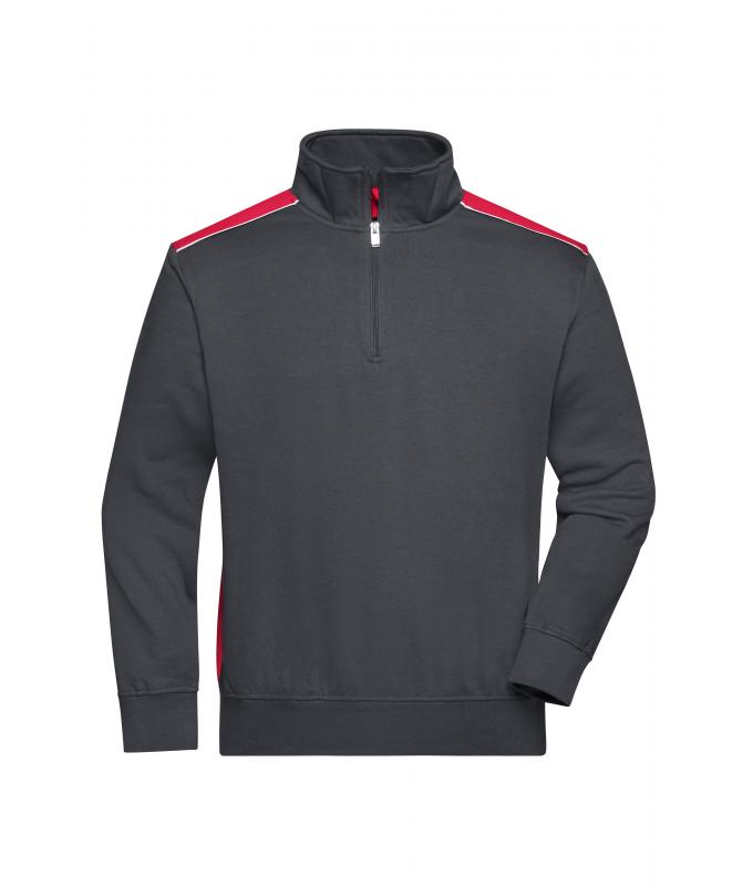 Unisex Workwear Half-Zip Sweat - COLOR - Carbon/red 8542