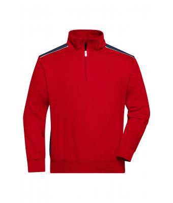 Unisex Workwear Half-Zip Sweat - COLOR - Red/navy 8542