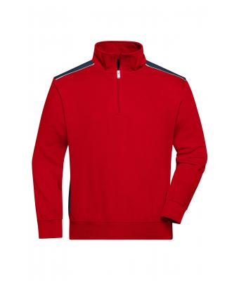 Unisex Workwear Half-Zip Sweat - COLOR - Red/navy 8542