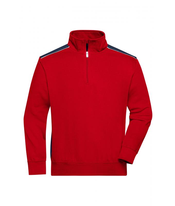 Unisex Workwear Half-Zip Sweat - COLOR - Red/navy 8542