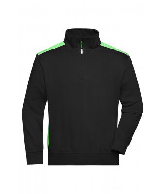 Unisex Workwear Half-Zip Sweat - COLOR - Black/lime-green 8542