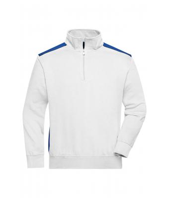 Unisex Workwear Half-Zip Sweat - COLOR - White/royal 8542