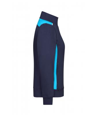 Damen Ladies' Workwear Sweat Jacket - COLOR - Navy/turquoise 8543