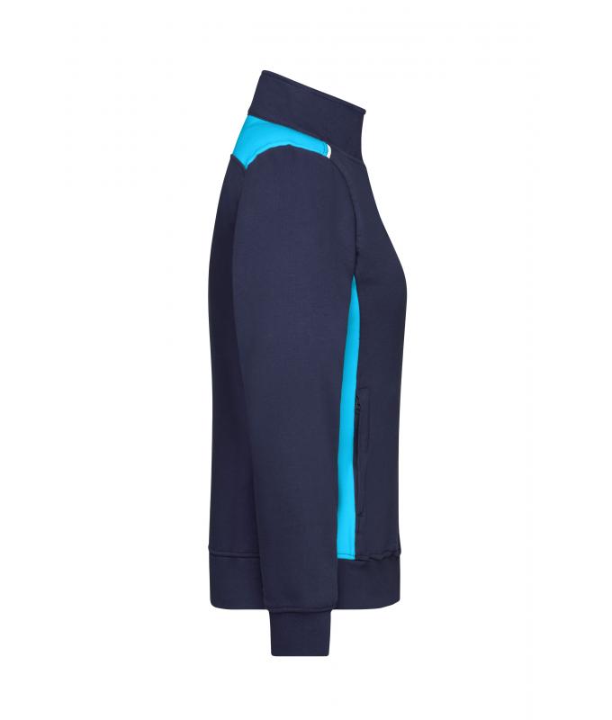 Damen Ladies' Workwear Sweat Jacket - COLOR - Navy/turquoise 8543