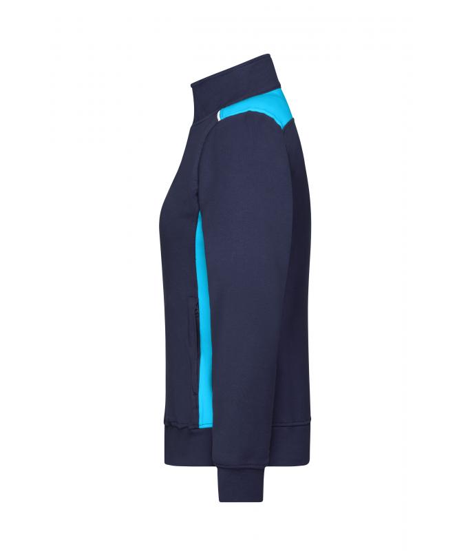 Ladies Ladies' Workwear Sweat Jacket - COLOR - Navy/turquoise 8543