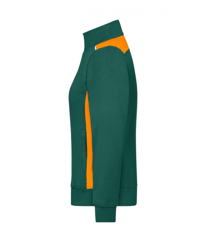 Damen Ladies' Workwear Sweat Jacket - COLOR - Dark-green/orange 8543
