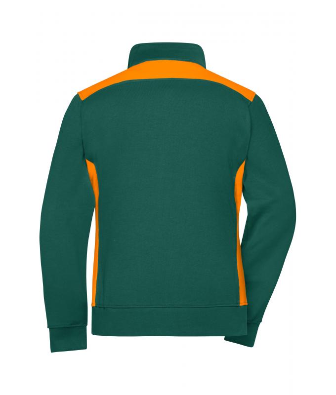 Damen Ladies' Workwear Sweat Jacket - COLOR - Dark-green/orange 8543