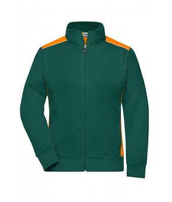 Damen Ladies' Workwear Sweat Jacket - COLOR - Dark-green/orange 8543