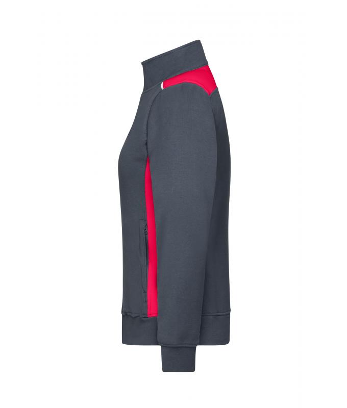 Damen Ladies' Workwear Sweat Jacket - COLOR - Carbon/red 8543