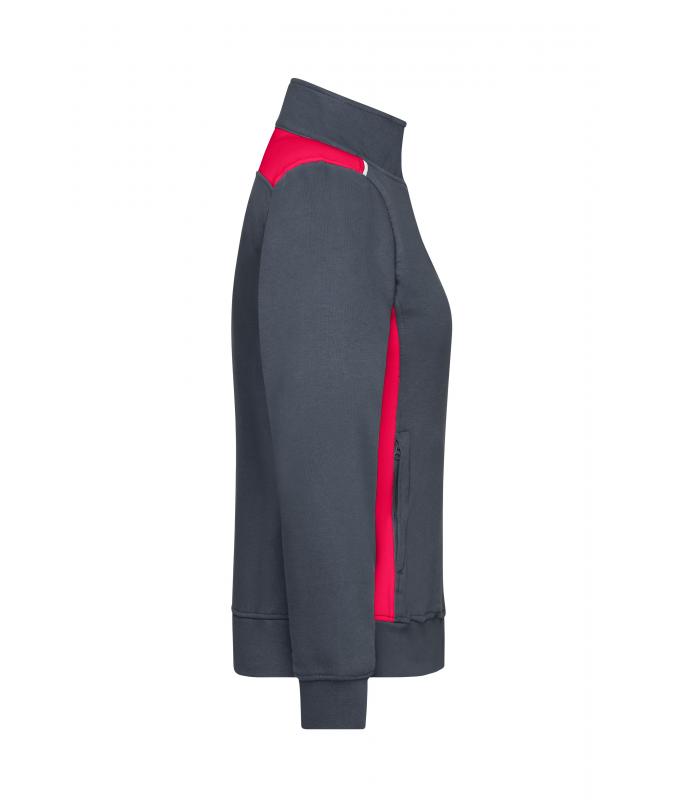 Damen Ladies' Workwear Sweat Jacket - COLOR - Carbon/red 8543